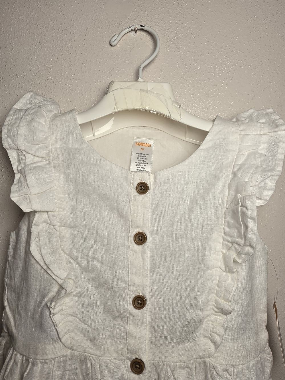 Gymboree Cream Button-Front Ruffle Dress - Picture 2 of 7